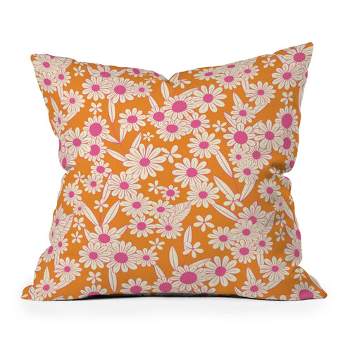 Jenean Morrison Simple Floral Orange Throw Pillow
