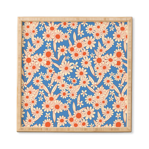 Jenean Morrison Simple Floral Red and Blue Framed Wall Art