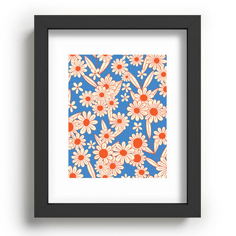 Jenean Morrison Simple Floral Red and Blue Recessed Framing Rectangle