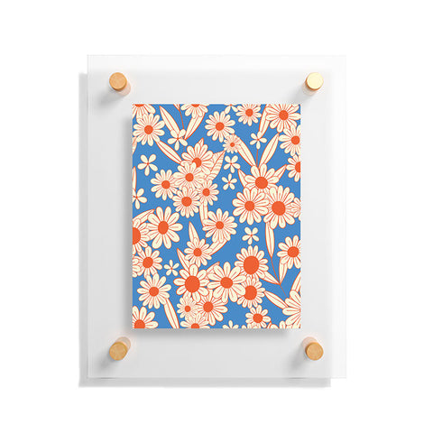 Jenean Morrison Simple Floral Red and Blue Floating Acrylic Print