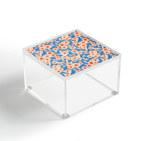 Jenean Morrison Simple Floral Red and Blue Acrylic Box