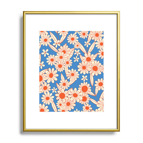 Jenean Morrison Simple Floral Red and Blue Metal Framed Art Print