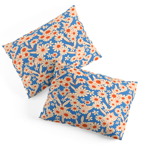 Jenean Morrison Simple Floral Red and Blue Pillow Shams