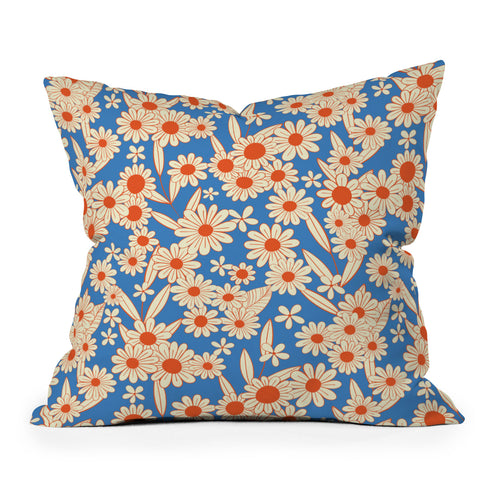 Jenean Morrison Simple Floral Red and Blue Throw Pillow