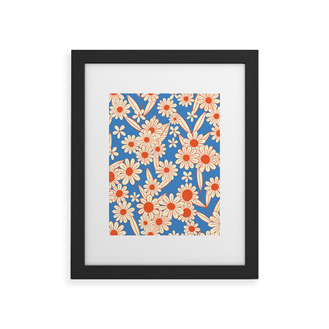 Jenean Morrison Simple Floral Red and Blue Framed Art Print