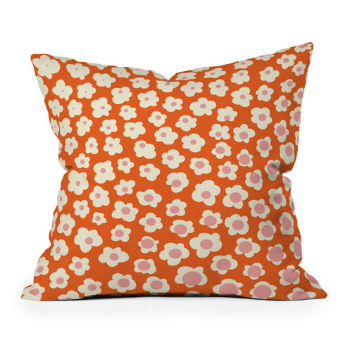 Jenean Morrison Sunny Side Floral in Orange Outdoor Throw Pillow