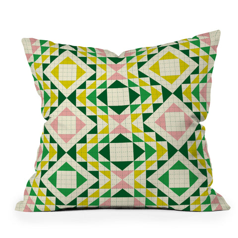 Jenean Morrison Top Stitched Quilt Green Outdoor Throw Pillow