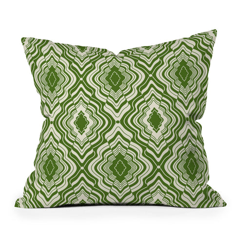 Jenean Morrison Wave of Emotions Green Outdoor Throw Pillow