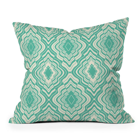 Jenean Morrison Wave of Emotions Teal Outdoor Throw Pillow