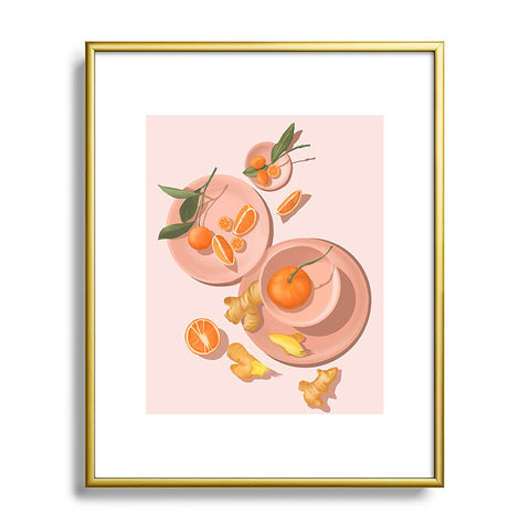 Jenn X Studio Pastel Oranges and Ginger Metal Framed Art Print