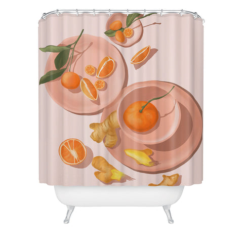 Jenn X Studio Pastel Oranges and Ginger Shower Curtain