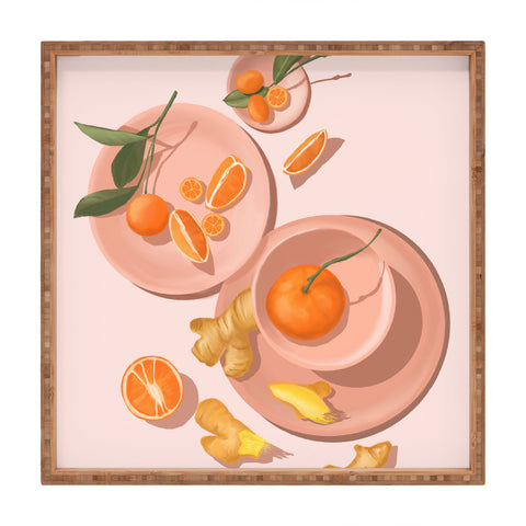 Jenn X Studio Pastel Oranges and Ginger Square Tray