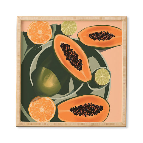 Jenn X Studio Summer papayas and citrus Framed Wall Art