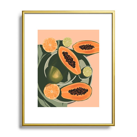 Jenn X Studio Summer papayas and citrus Metal Framed Art Print