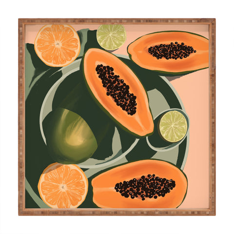 Jenn X Studio Summer papayas and citrus Square Tray