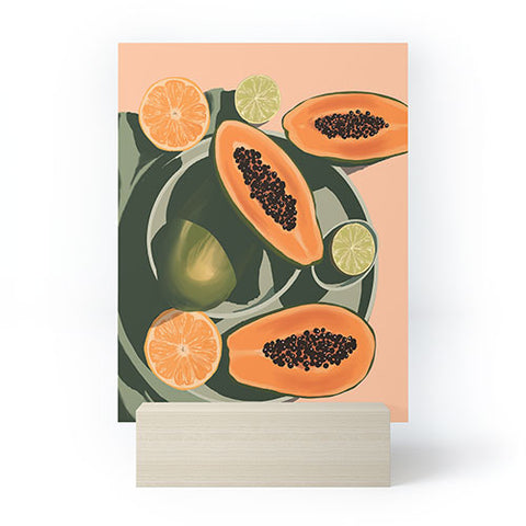 Jenn X Studio Summer papayas and citrus Mini Art Print