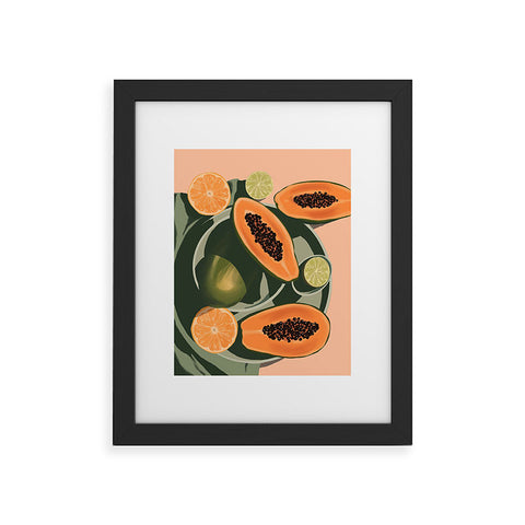 Jenn X Studio Summer papayas and citrus Framed Art Print