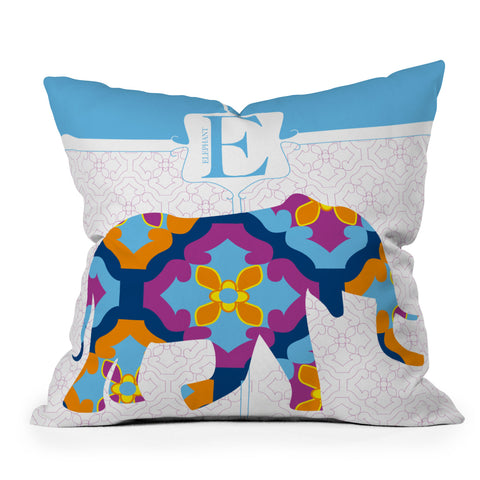 Jennifer Hill Elephant 3 Outdoor Throw Pillow