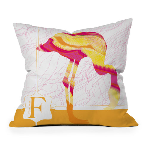 Jennifer Hill Flamingo Flo Outdoor Throw Pillow