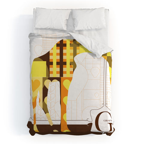Jennifer Hill Geo Giraffe Duvet Cover