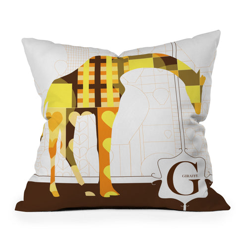 Jennifer Hill Geo Giraffe Outdoor Throw Pillow