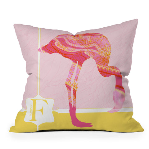 Jennifer Hill Miss Flamingo Outdoor Throw Pillow