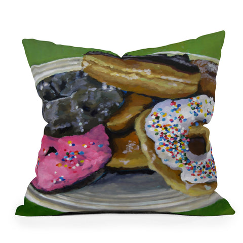 Jenny Grumbles Donuts Outdoor Throw Pillow