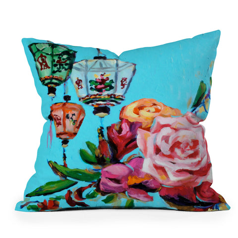 Jenny Grumbles Shanghai Blossom Outdoor Throw Pillow