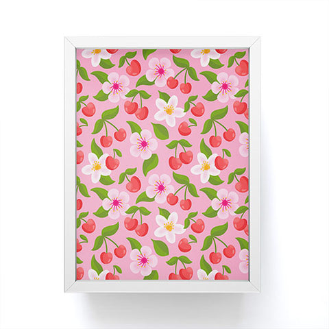 Jessica Molina Cherry Pattern on Pink Framed Mini Art Print