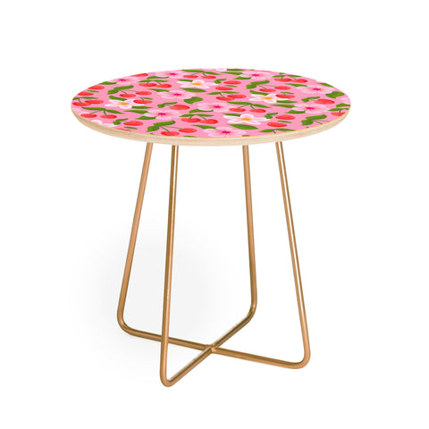 Jessica Molina Cherry Pattern on Pink Round Side Table