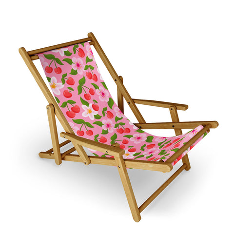 Jessica Molina Cherry Pattern on Pink Sling Chair