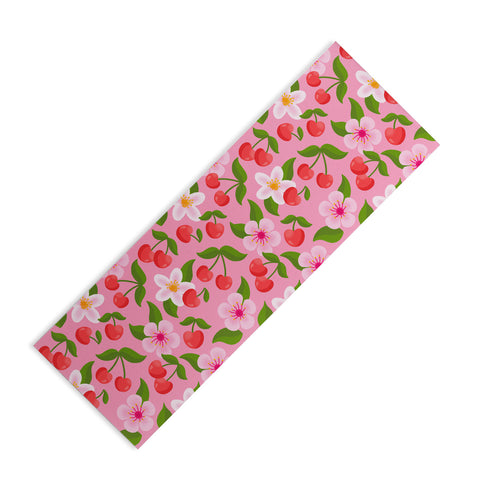 Jessica Molina Cherry Pattern on Pink Yoga Mat