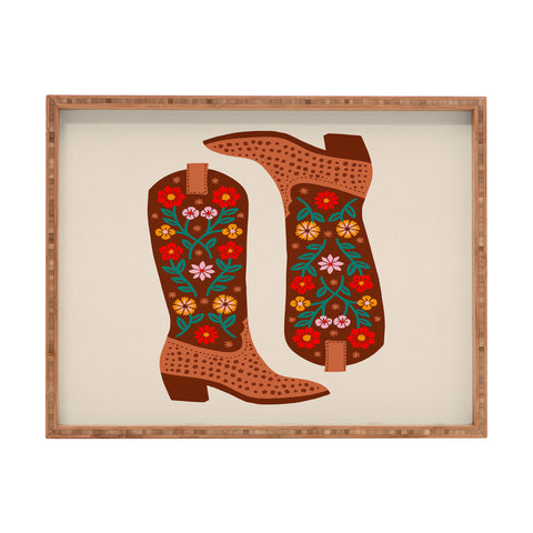 Jessica Molina Cowgirl Boots Bright Multicolor Rectangular Tray