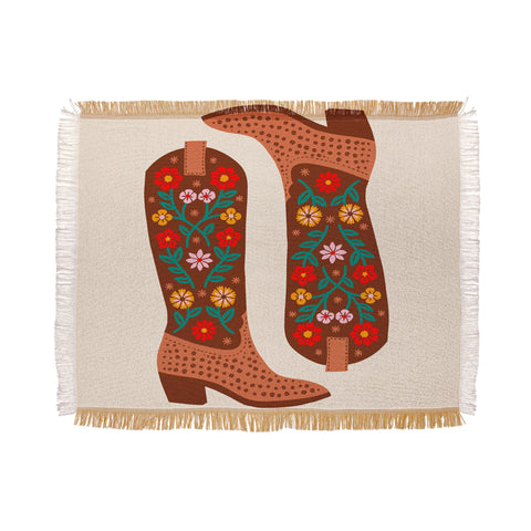 Jessica Molina Cowgirl Boots Bright Multicolor Throw Blanket