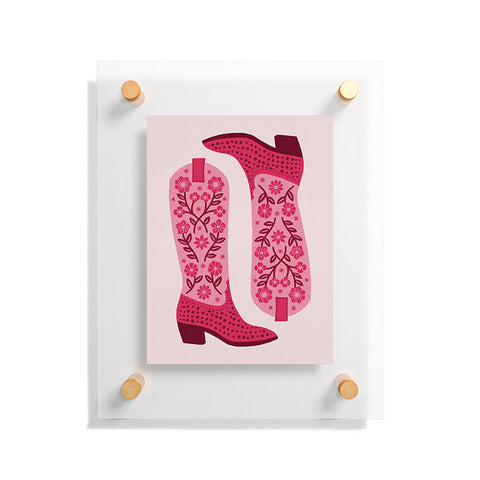 Jessica Molina Cowgirl Boots Hot Pink Floating Acrylic Print