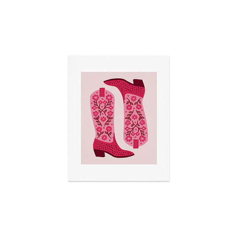 Jessica Molina Cowgirl Boots Hot Pink Art Print