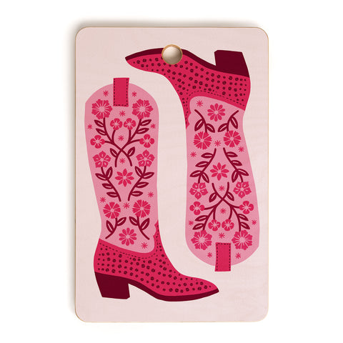 Jessica Molina Cowgirl Boots Hot Pink Cutting Board Rectangle