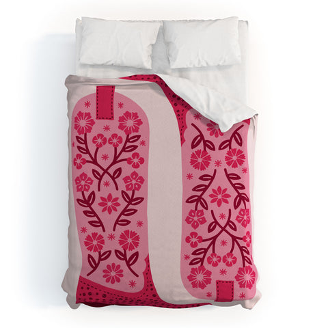 Jessica Molina Cowgirl Boots Hot Pink Duvet Cover