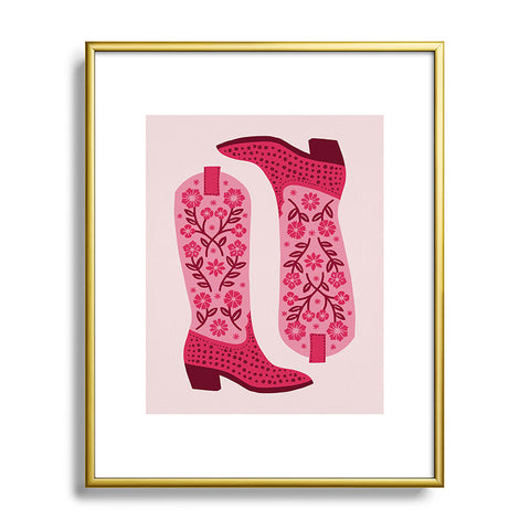 Jessica Molina Cowgirl Boots Hot Pink Metal Framed Art Print