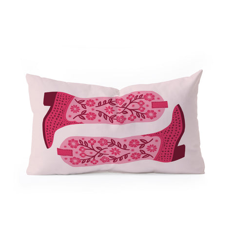 Jessica Molina Cowgirl Boots Hot Pink Oblong Throw Pillow