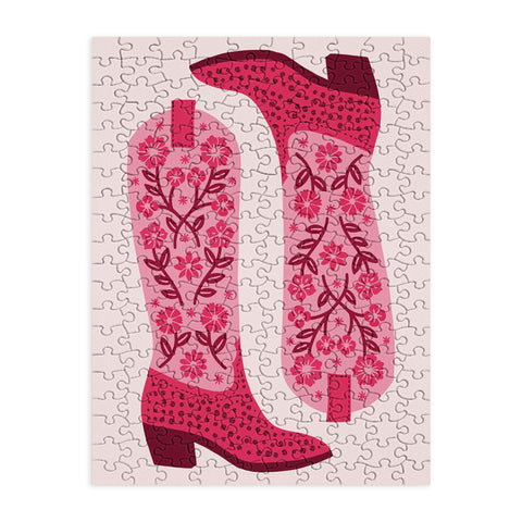 Jessica Molina Cowgirl Boots Hot Pink Puzzle