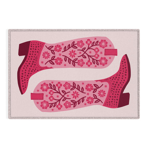 Jessica Molina Cowgirl Boots Hot Pink Outdoor Rug