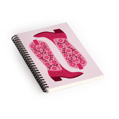 Jessica Molina Cowgirl Boots Hot Pink Spiral Notebook