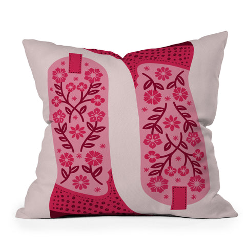 Jessica Molina Cowgirl Boots Hot Pink Outdoor Throw Pillow