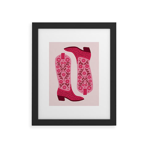 Jessica Molina Cowgirl Boots Hot Pink Framed Art Print
