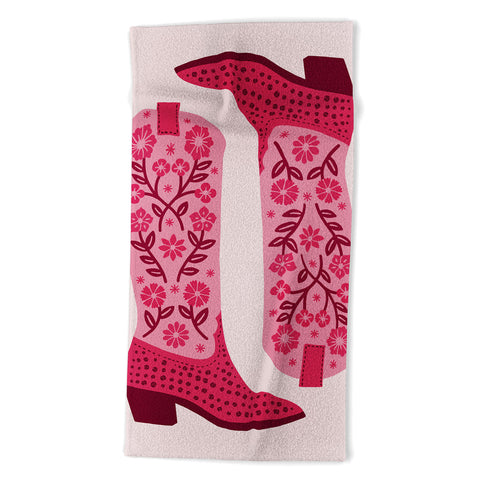 Jessica Molina Cowgirl Boots Hot Pink Beach Towel