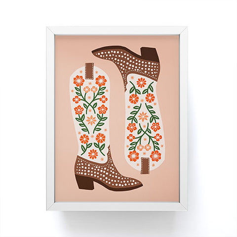 Jessica Molina Cowgirl Boots Orange and Green Framed Mini Art Print