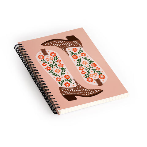 Jessica Molina Cowgirl Boots Orange and Green Spiral Notebook