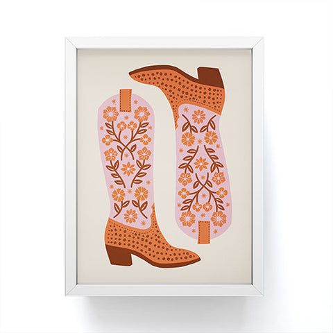 Jessica Molina Cowgirl Boots Pink and Orange Framed Mini Art Print