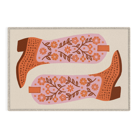 Jessica Molina Cowgirl Boots Pink and Orange Outdoor Rug
